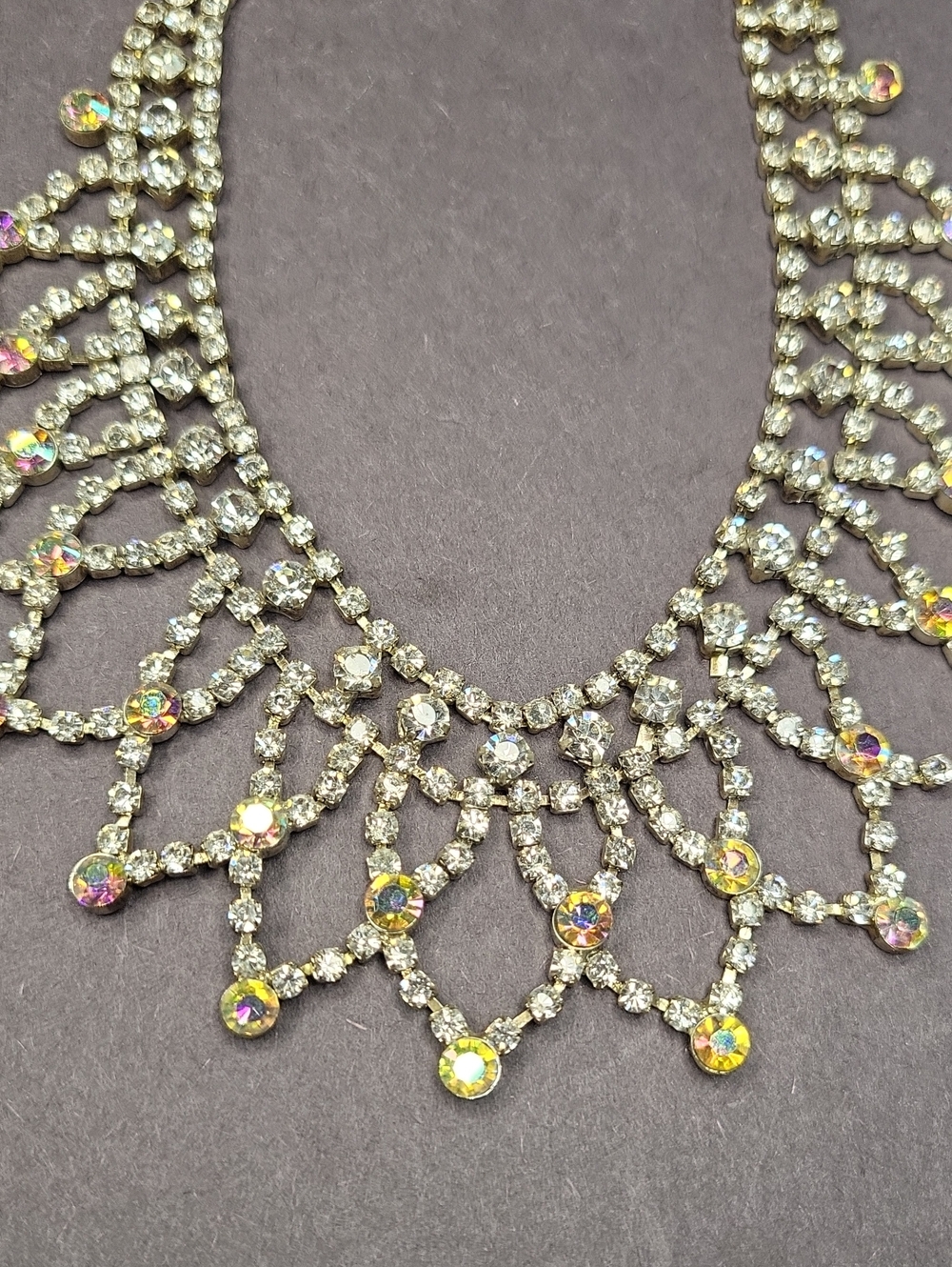 Crystal Statement Collar Necklace - Iridescent Gold